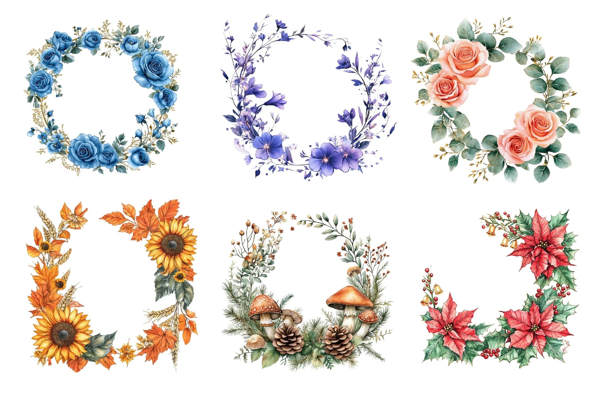 Floral Frames Clipart Bundle - CraftNest - Digital Crafting and Art