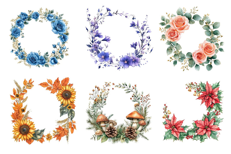 Floral Frames Clipart Bundle - CraftNest - Digital Crafting and Art