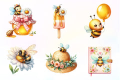Cute Bee Summer Clipart Bundle - CraftNest - Digital Crafting and Art