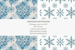 Icy Snowflakes Seamless Papers - CraftNest - Digital Crafting and Art