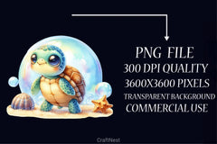 Baby Sea Turtle Corals Clipart Bundle - CraftNest - Digital Crafting and Art