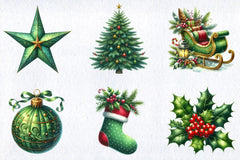 Green Christmas Clipart Bundle - CraftNest - Digital Crafting and Art