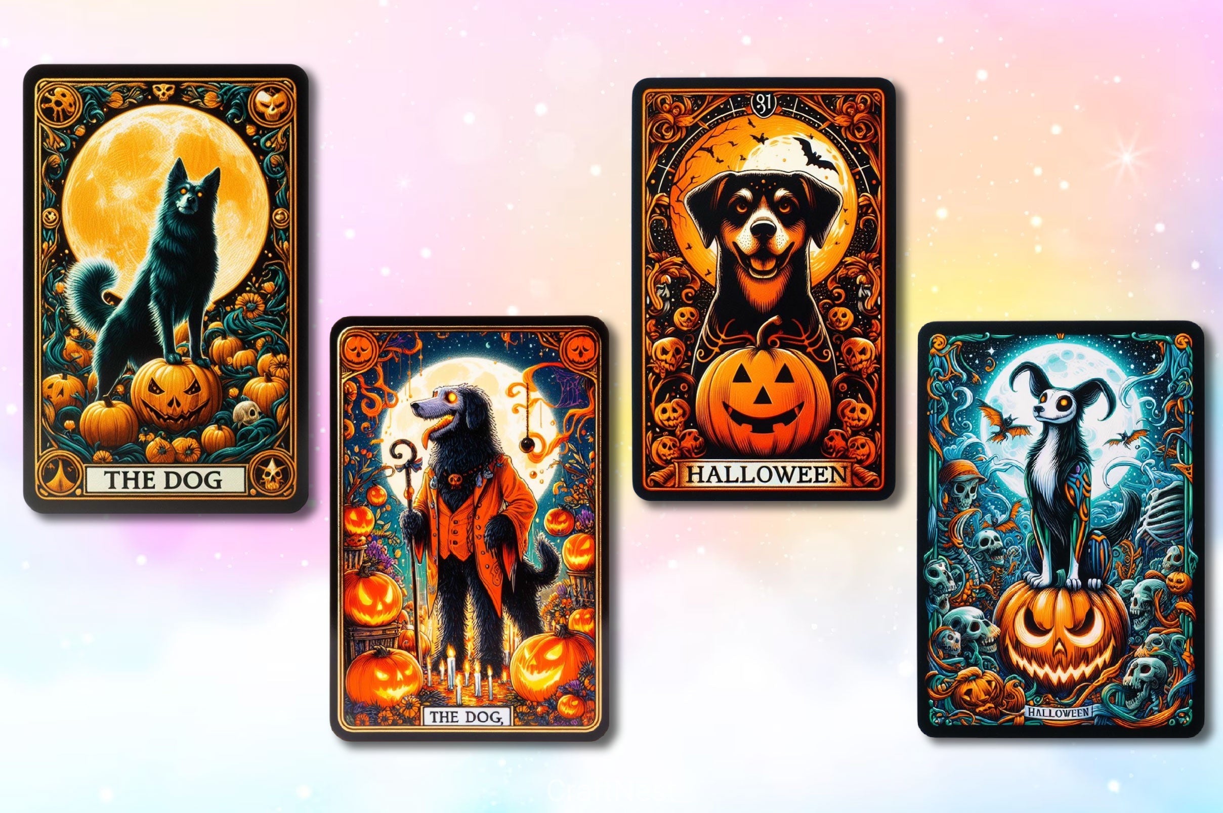 Funny Dog Tarot Card Clipart Bundle 2