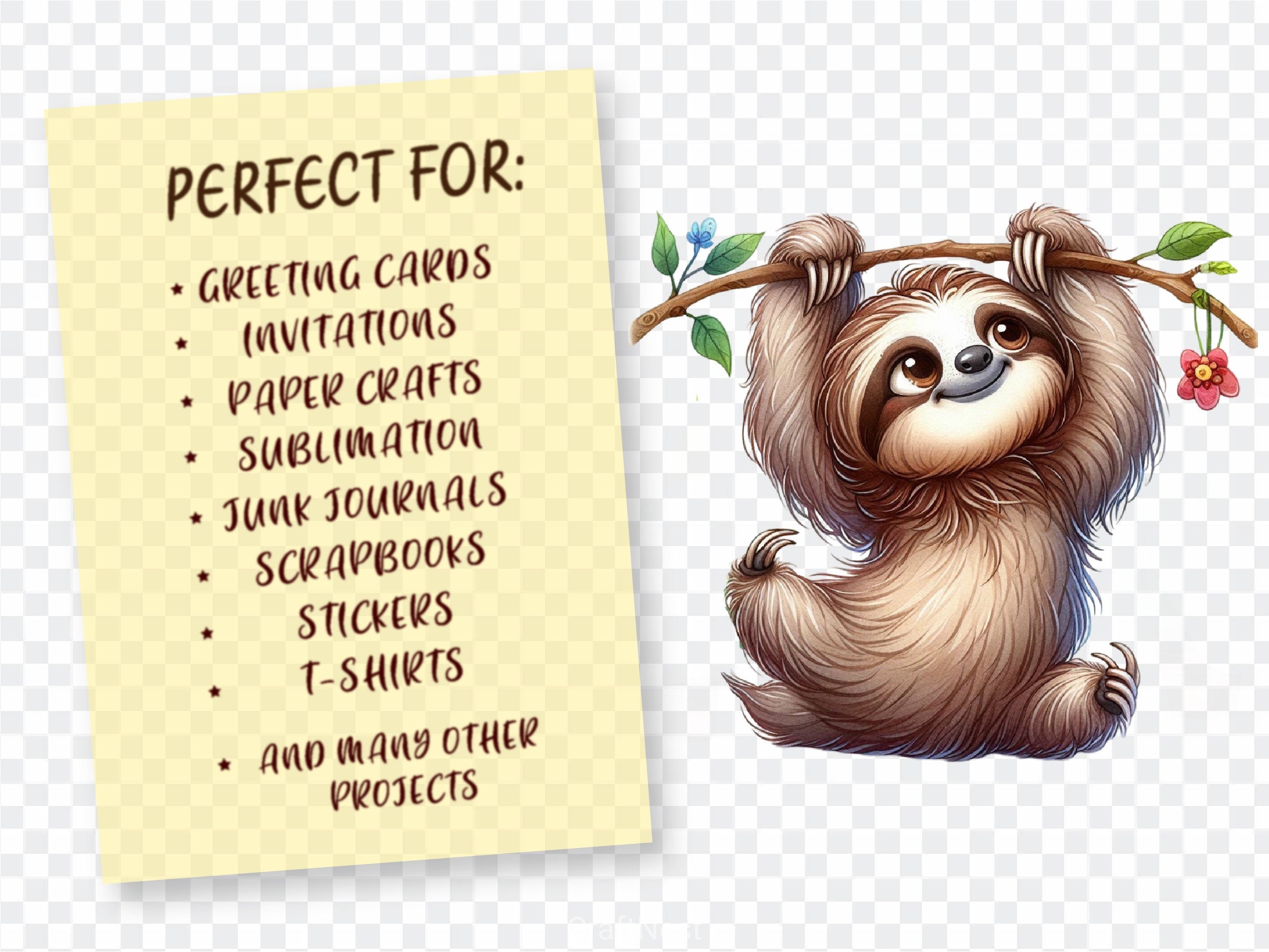Funny Sloth Clipart Bundle 2