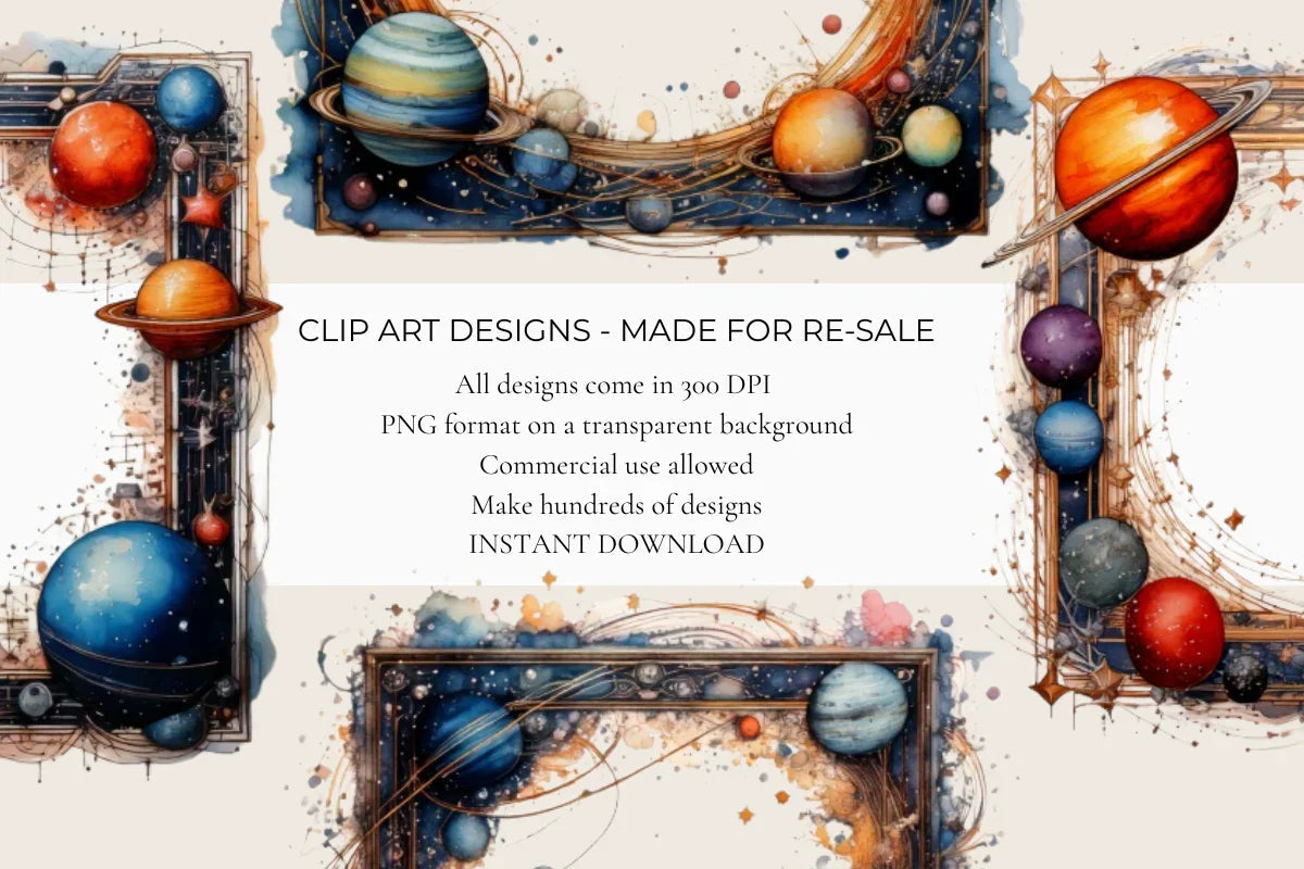Cosmic Square Frames Clipart - CraftNest - Digital Crafting and Art