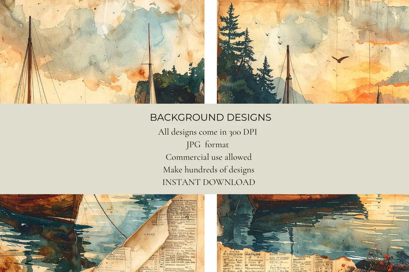 Vintage Boats Junk Journal Papers - CraftNest - Digital Crafting and Art
