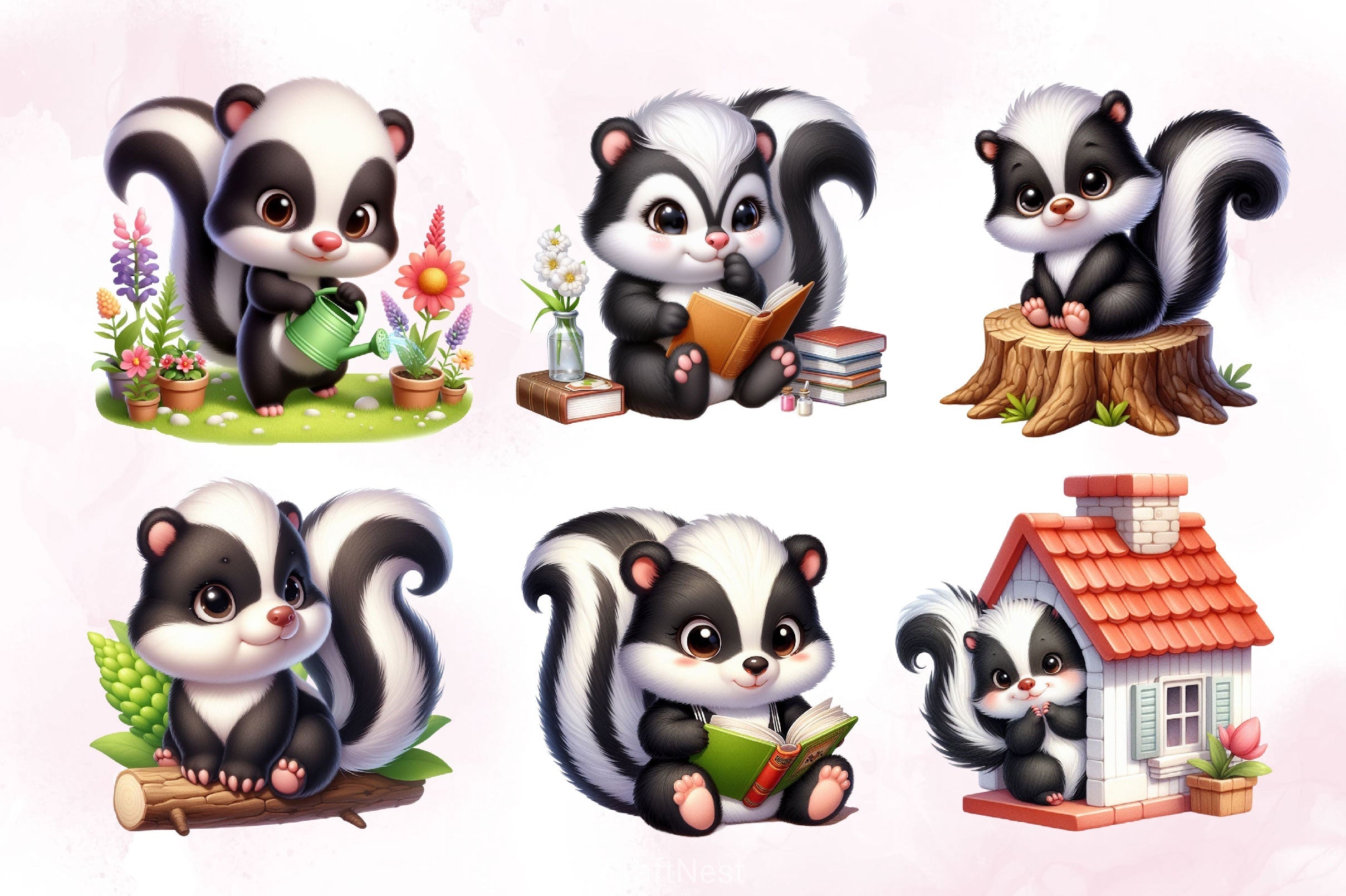 Cute Skunk Clipart Bundle