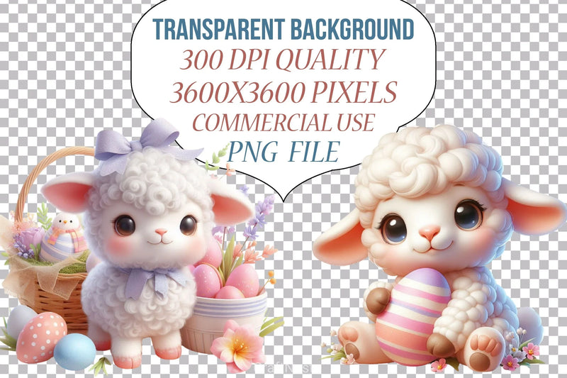 Cute Easter Lamb Clipart Bundle - CraftNest - Digital Crafting and Art