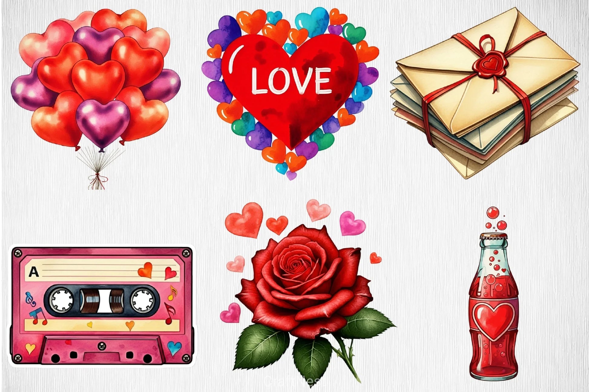 Retro Valentine Clipart Bundle 2 - CraftNest - Digital Crafting and Art