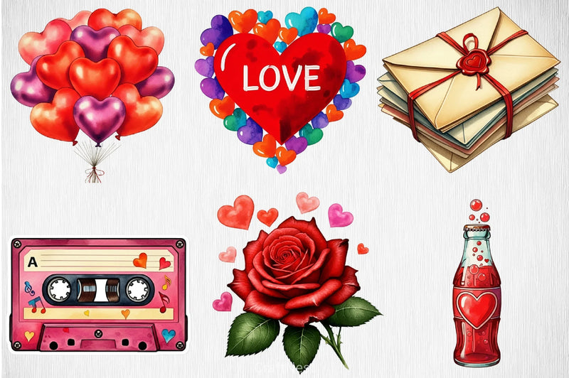 Retro Valentine Clipart Bundle 2 - CraftNest - Digital Crafting and Art