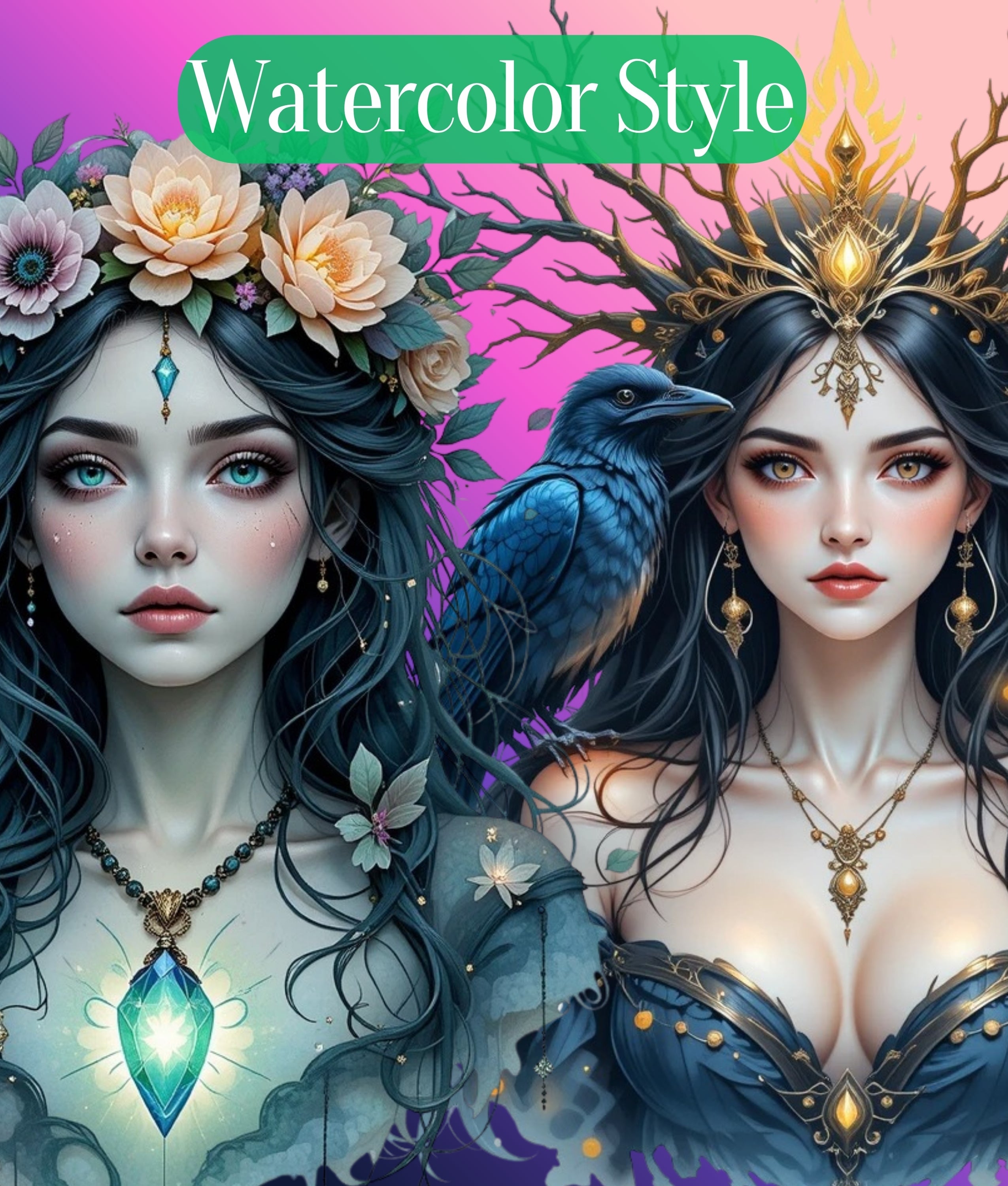 Ethereal Forest Witch Clipart Bundle