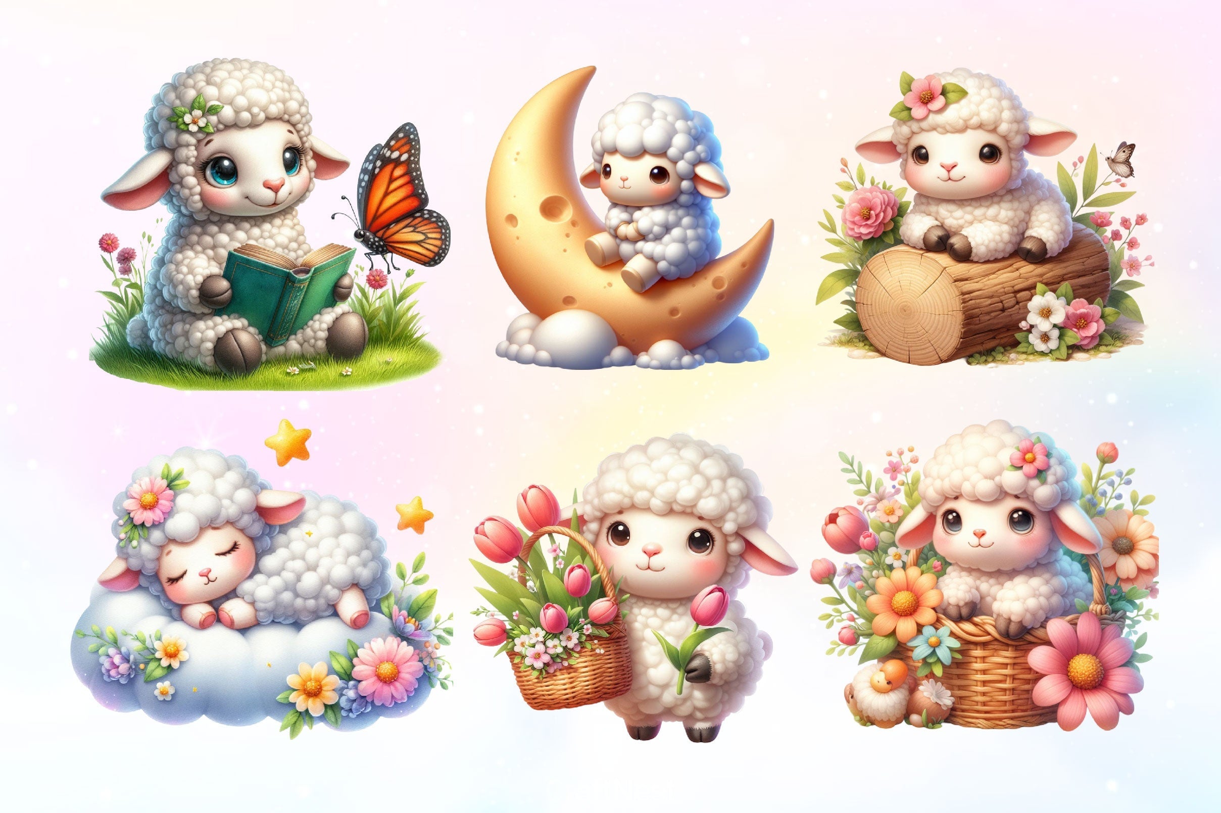 Cute Sheep Clipart Bundle 4