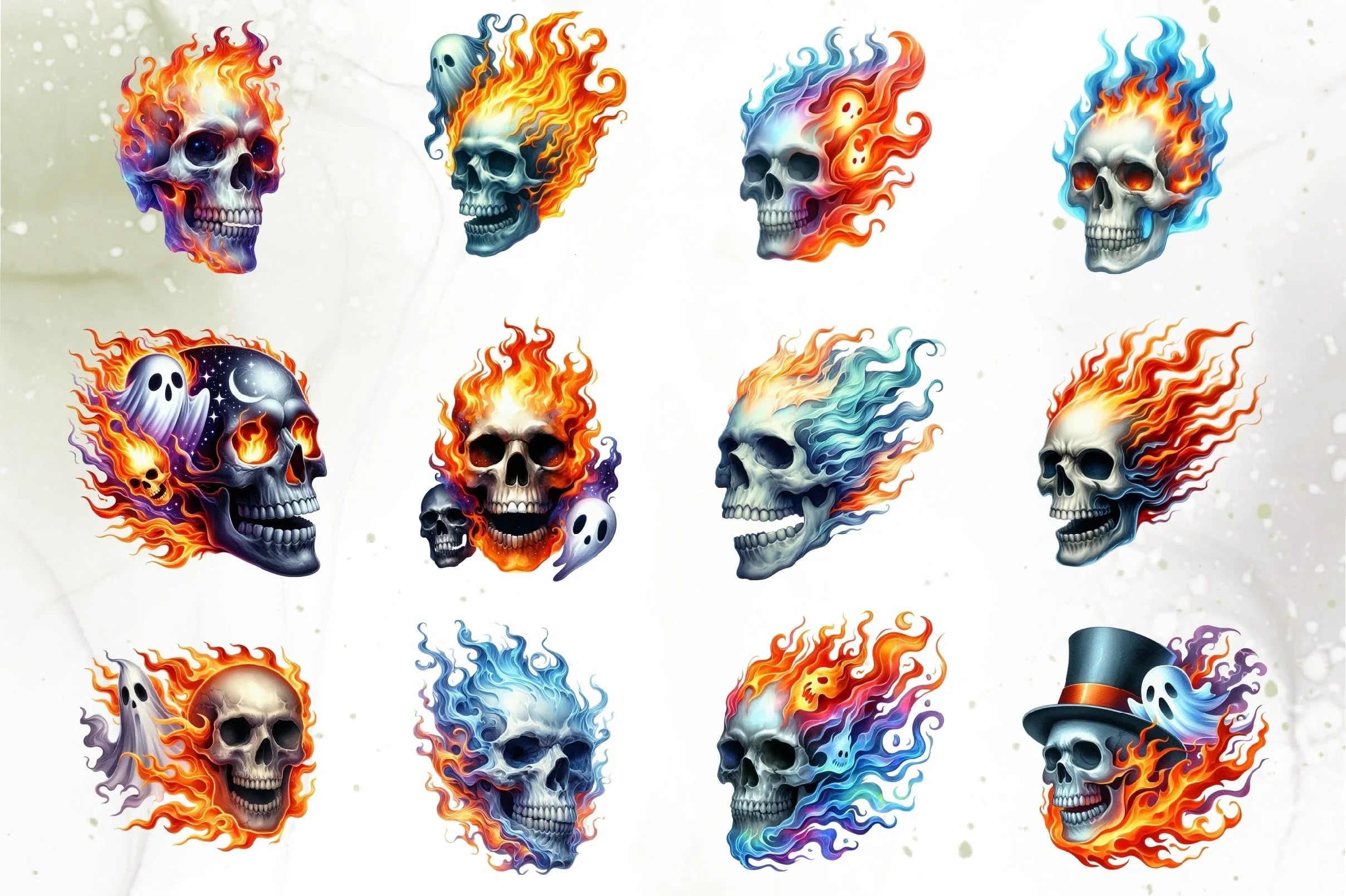 Skull Flames Clipart Bundle - CraftNest - Digital Crafting and Art