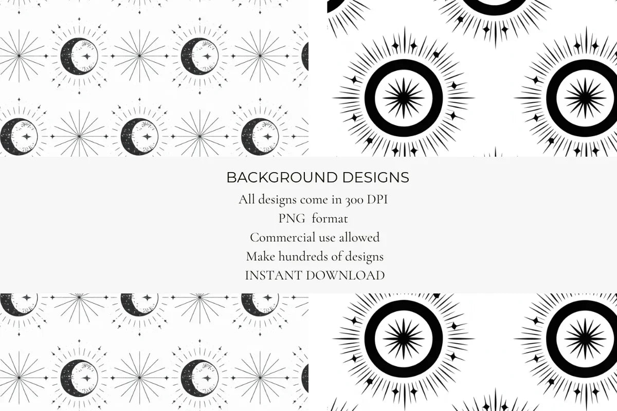 Ink Moon & Stars Seamless Papers - CraftNest - Digital Crafting and Art