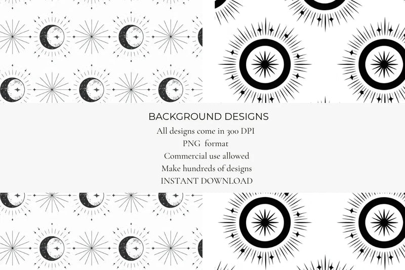 Ink Moon & Stars Seamless Papers - CraftNest - Digital Crafting and Art