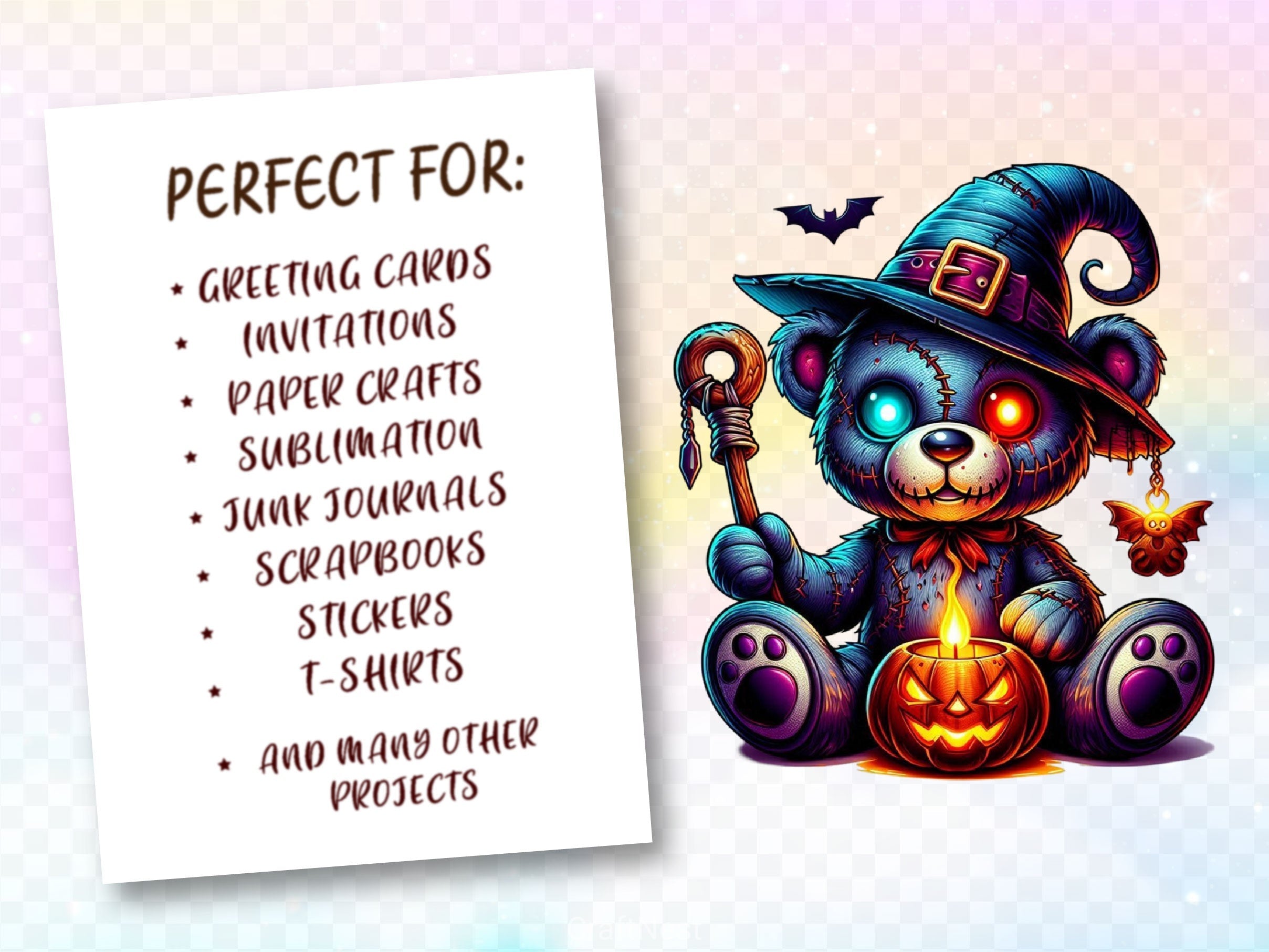 Halloween Scary Teddy Bear Clipart Bundle 2