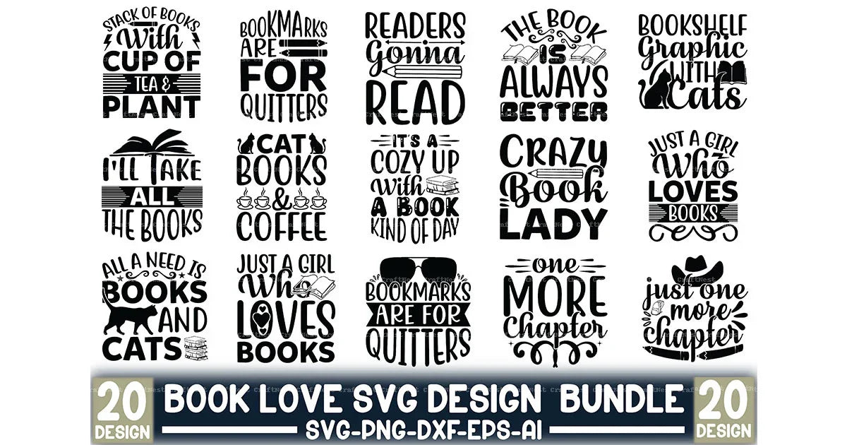 Book Lover SVG Design Bundle - CraftNest - Digital Crafting and Art
