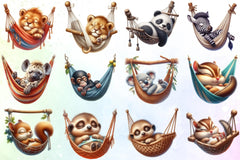 Sleeping Animal Hammock Clipart Bundle - CraftNest - Digital Crafting and Art