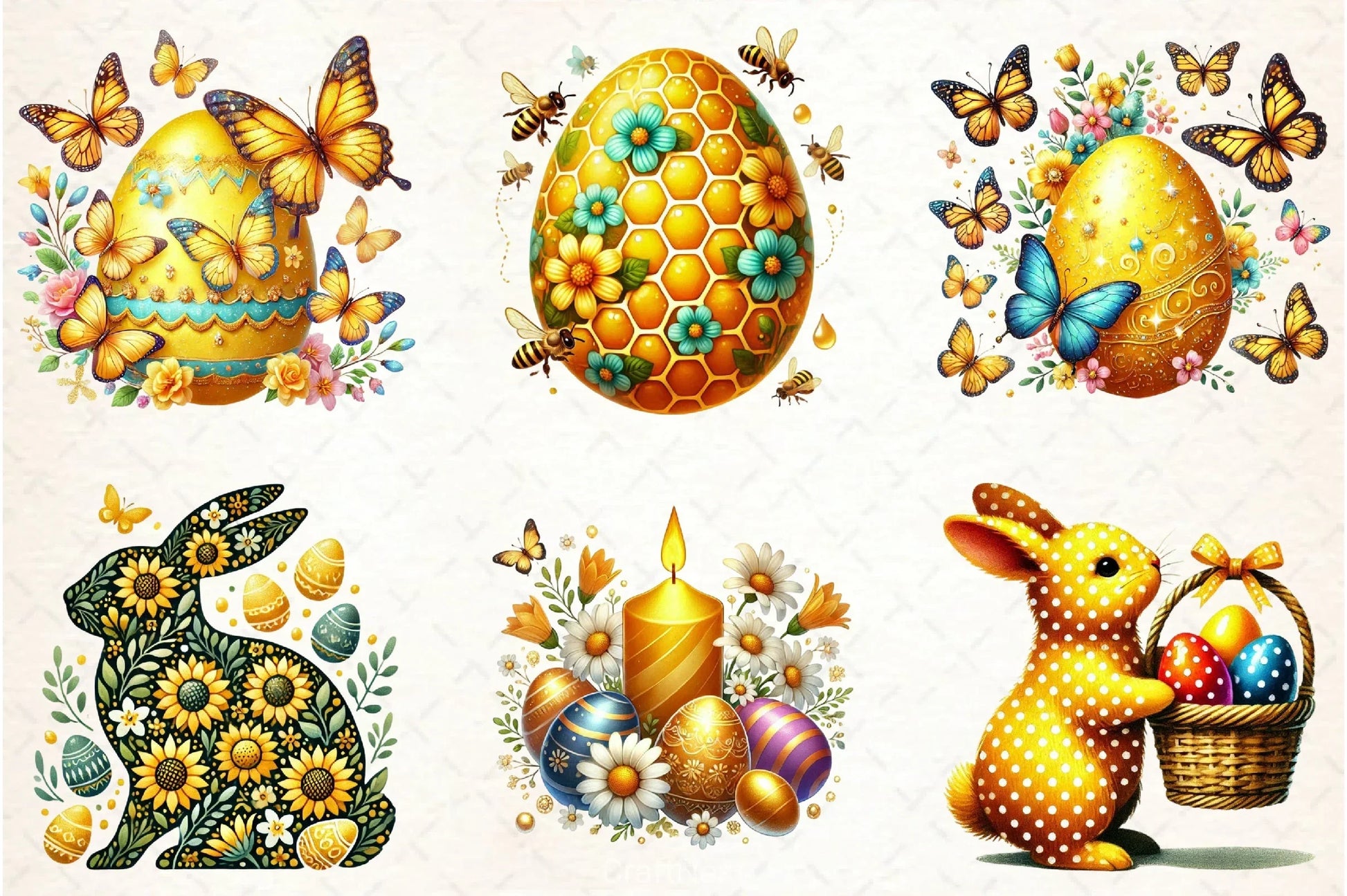Yellow Easter Clipart Bundle - CraftNest - Digital Crafting and Art