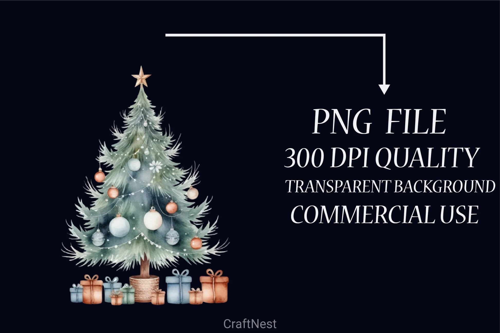 Cozy Winter Christmas Tree Clipart - CraftNest - Digital Crafting and Art