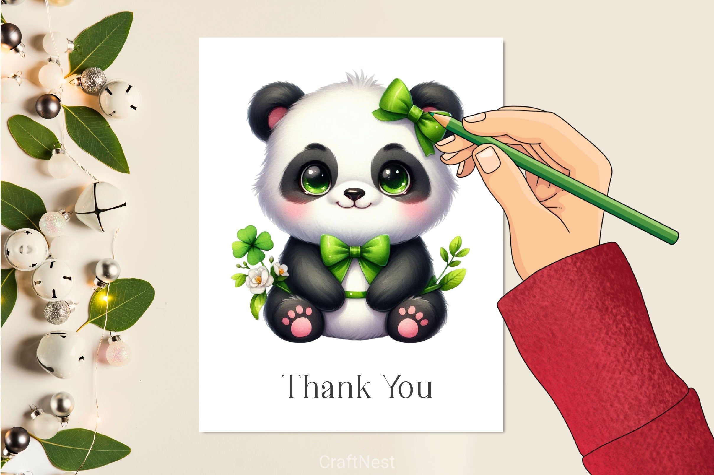 Cute Panda St Patrick's Day Clipart Bundle