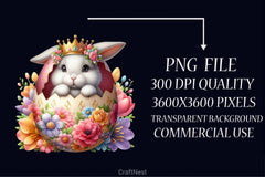 Cute Easter Bunny Clipart Bundle 48 - CraftNest - Digital Crafting and Art