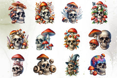Skull & Mushrooms Clipart Bundle - CraftNest - Digital Crafting and Art