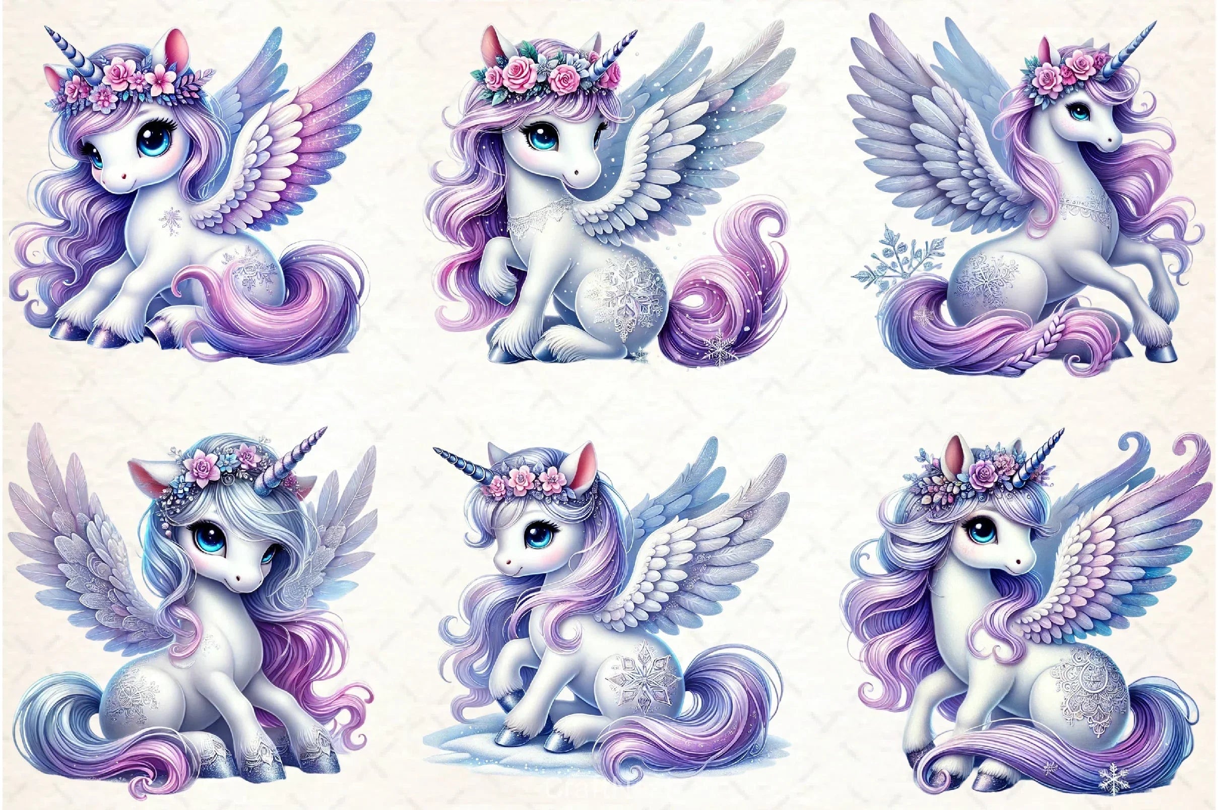 Cute Fairy Unicorn Clipart Bundle - CraftNest - Digital Crafting and Art