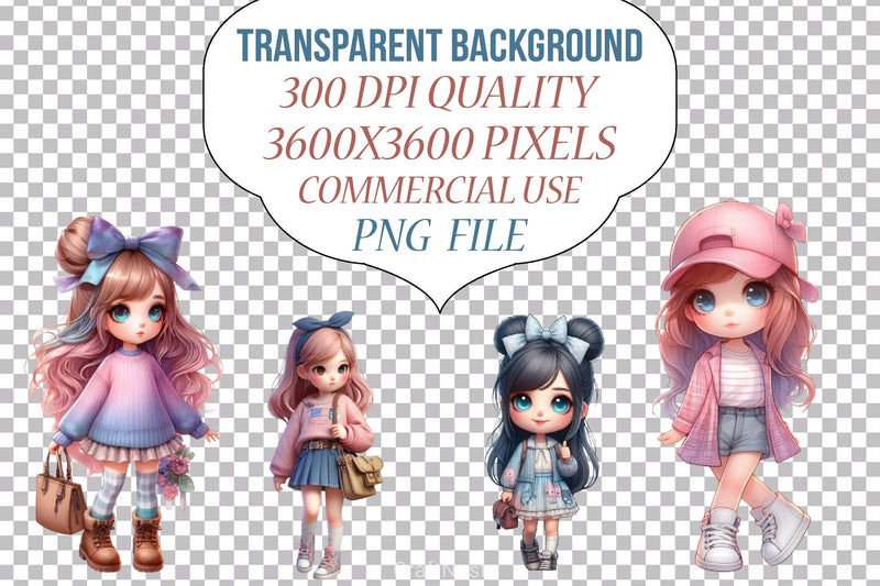 Cute Girls Clipart Bundle - CraftNest - Digital Crafting and Art