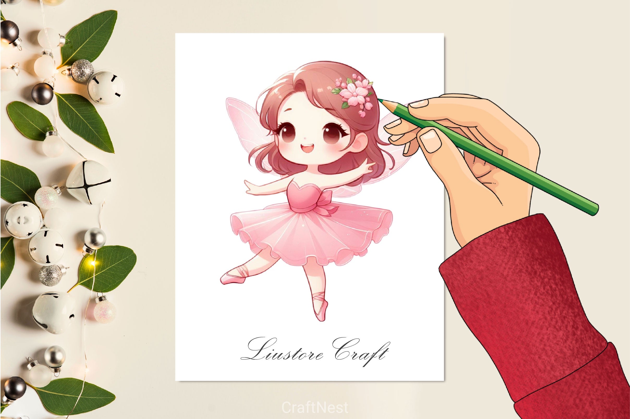 Cute Fairy Pink Clipart Bundle
