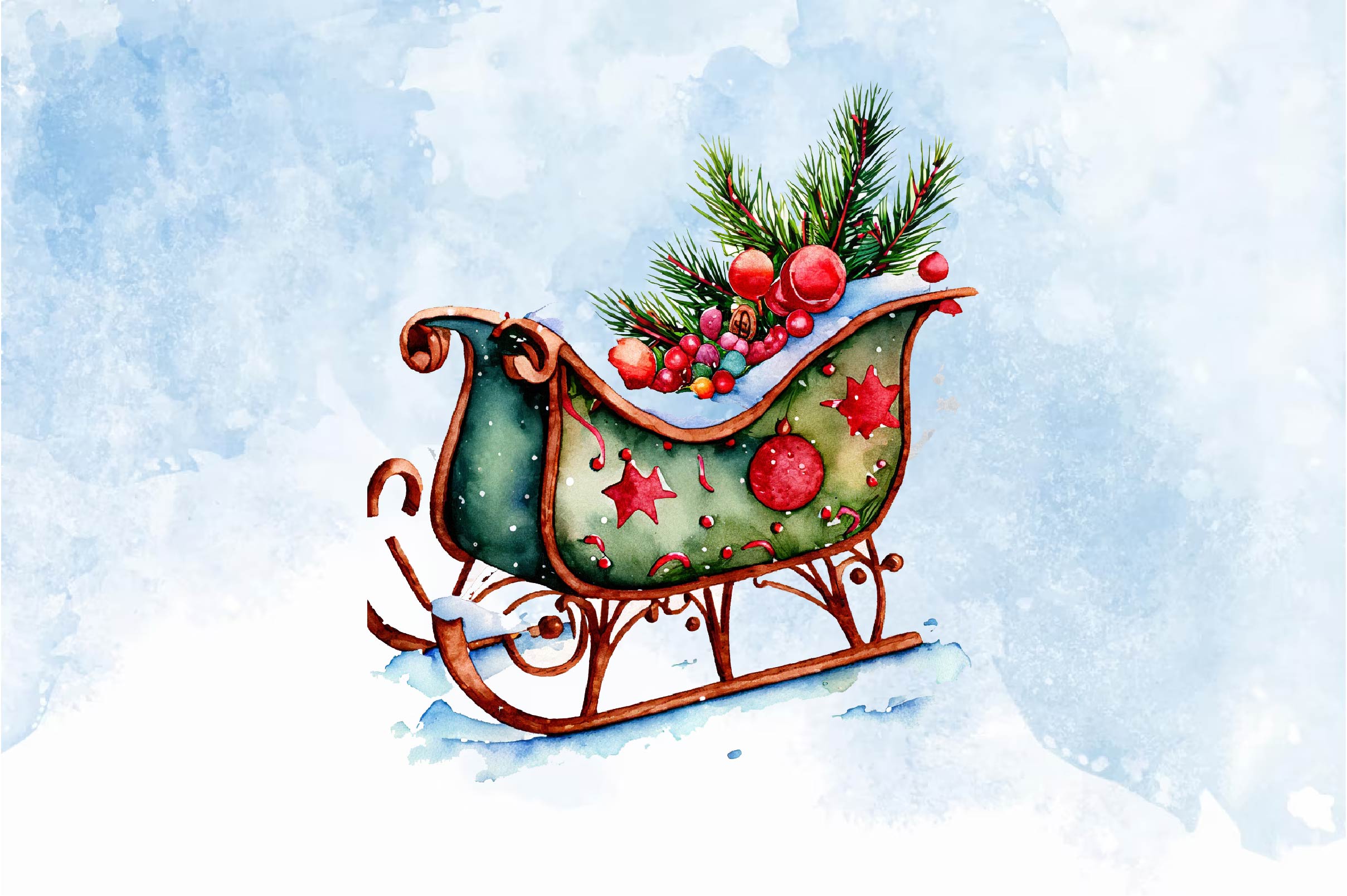 Christmas Sleigh Clipart Bundle