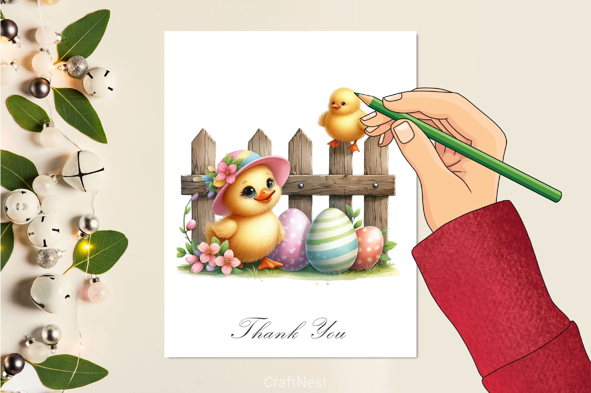 Easter Animal With Wooden Fence Clipart Bundle