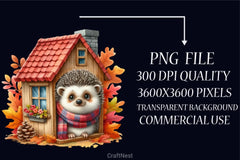 Hedgehog Autumn Clipart Bundle - CraftNest - Digital Crafting and Art