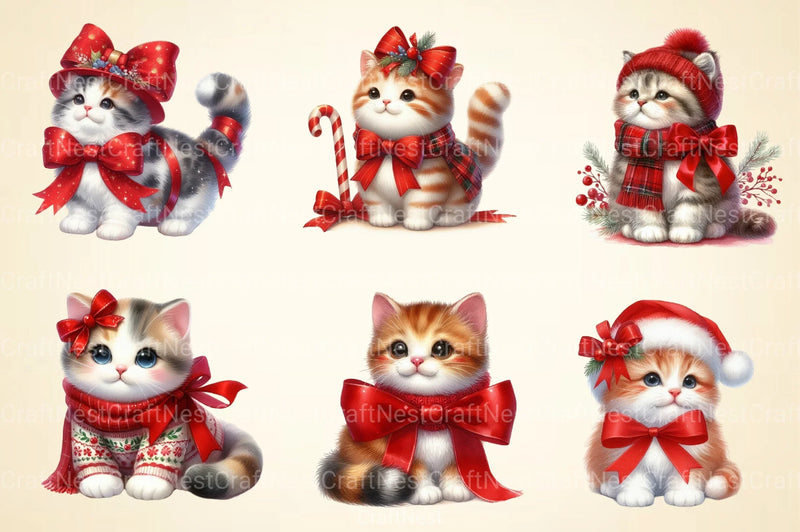 Christmas Cute Cats Clipart Bundle - CraftNest - Digital Crafting and Art