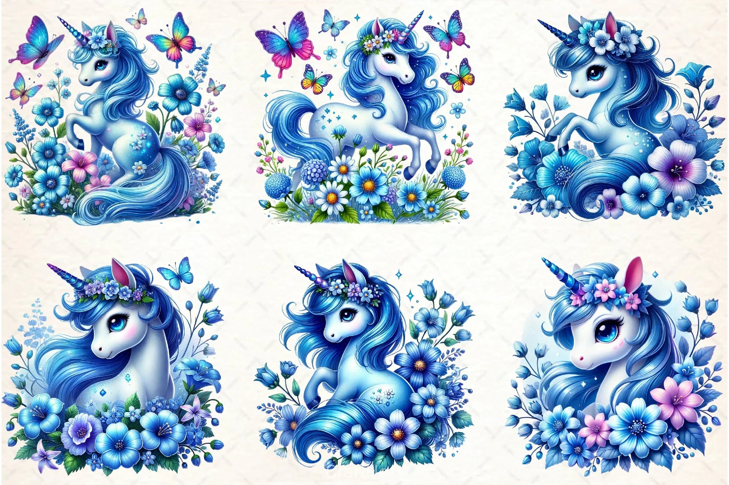 Flower Unicorn Clipart Bundle - CraftNest - Digital Crafting and Art