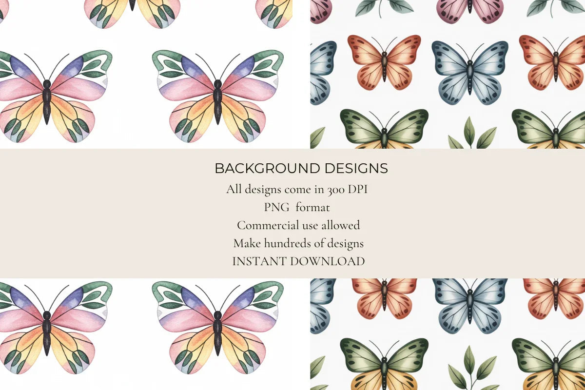 Pastel Butterflies Seamless Papers - CraftNest - Digital Crafting and Art