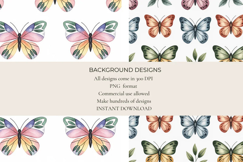 Pastel Butterflies Seamless Papers - CraftNest - Digital Crafting and Art