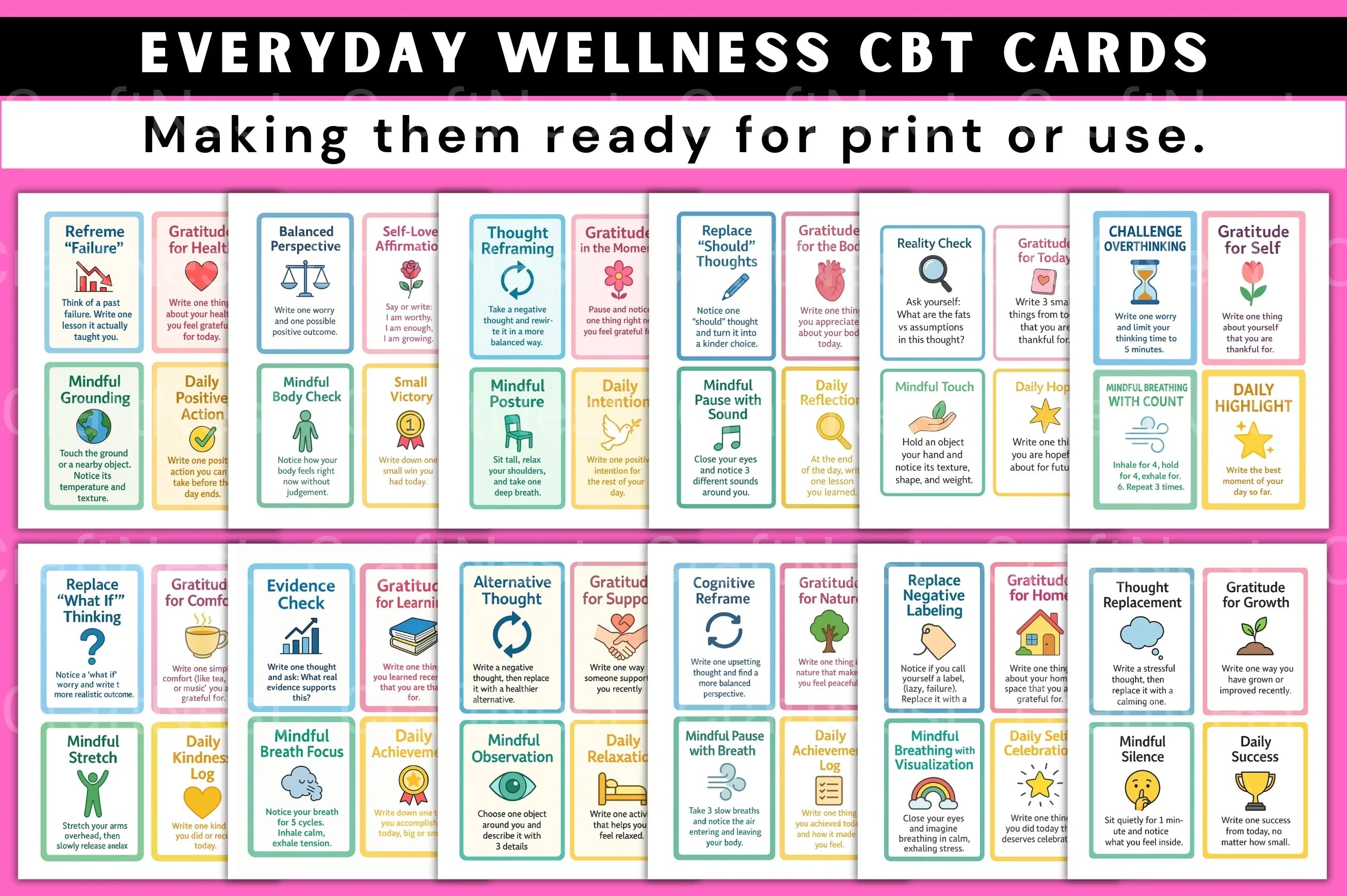 Everyday Wellness CBT Cards for Mental Health - CraftNest - Digital Crafting and Art