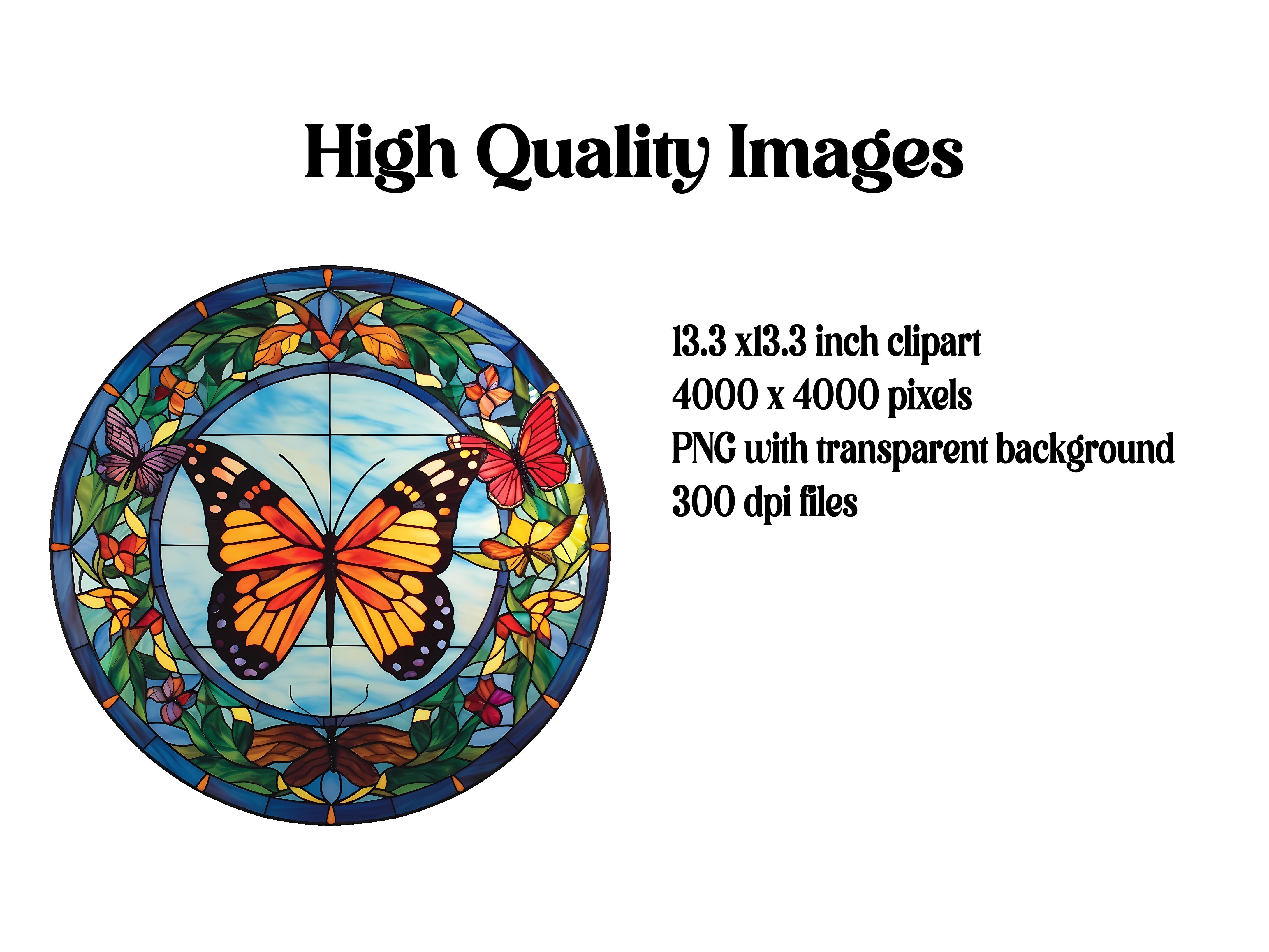 Stained Glass Butterflies Clipart - CraftNest