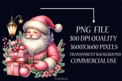 Pink Santa Claus Gifts Clipart Bundle - CraftNest - Digital Crafting and Art
