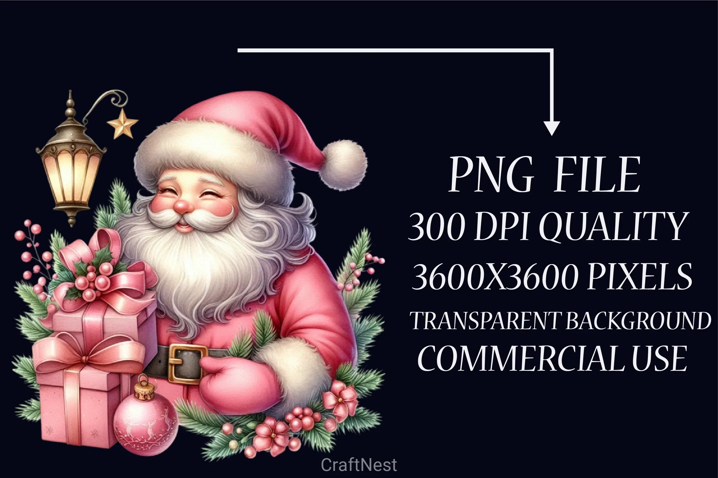 Pink Santa Claus Gifts Clipart Bundle - CraftNest - Digital Crafting and Art
