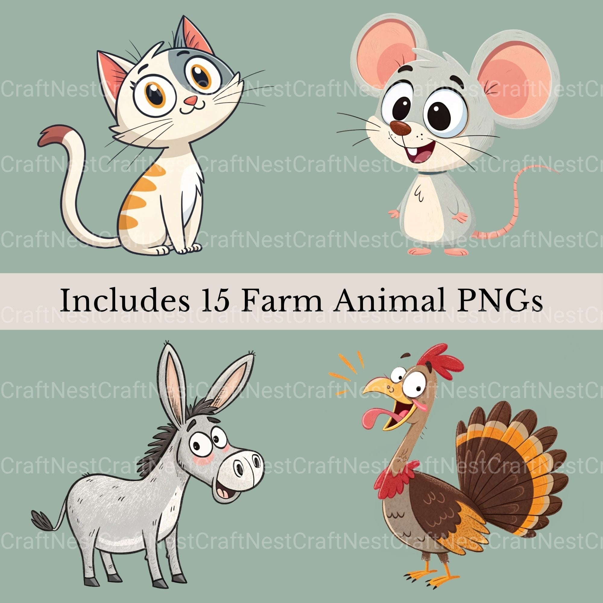 Farm Animals Quirky Clipart Bundle