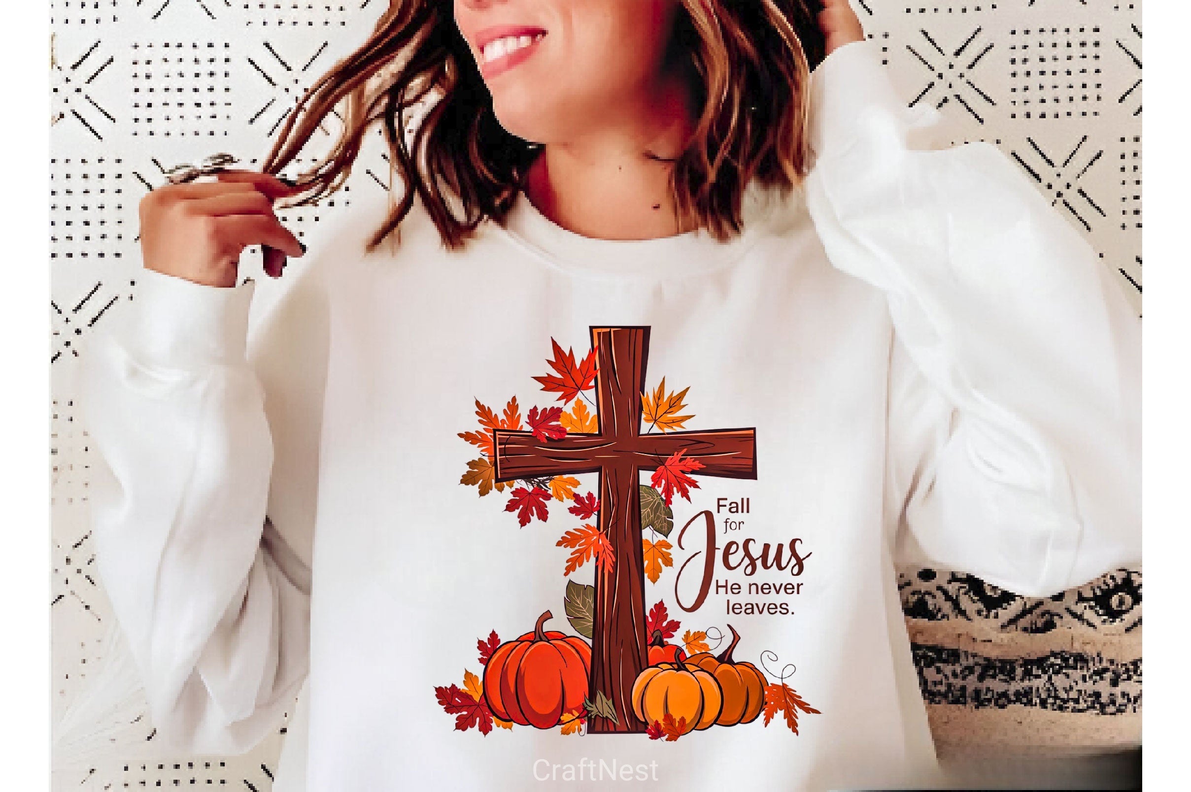 Faithful Fall Decor Cross With Pumpkins Clipart Bundle