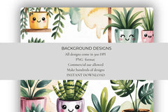 Kawaii Houseplants Background Papers - CraftNest - Digital Crafting and Art