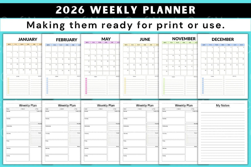Weekly Planner Starting at 100 - CraftNest - Digital Crafting and Art