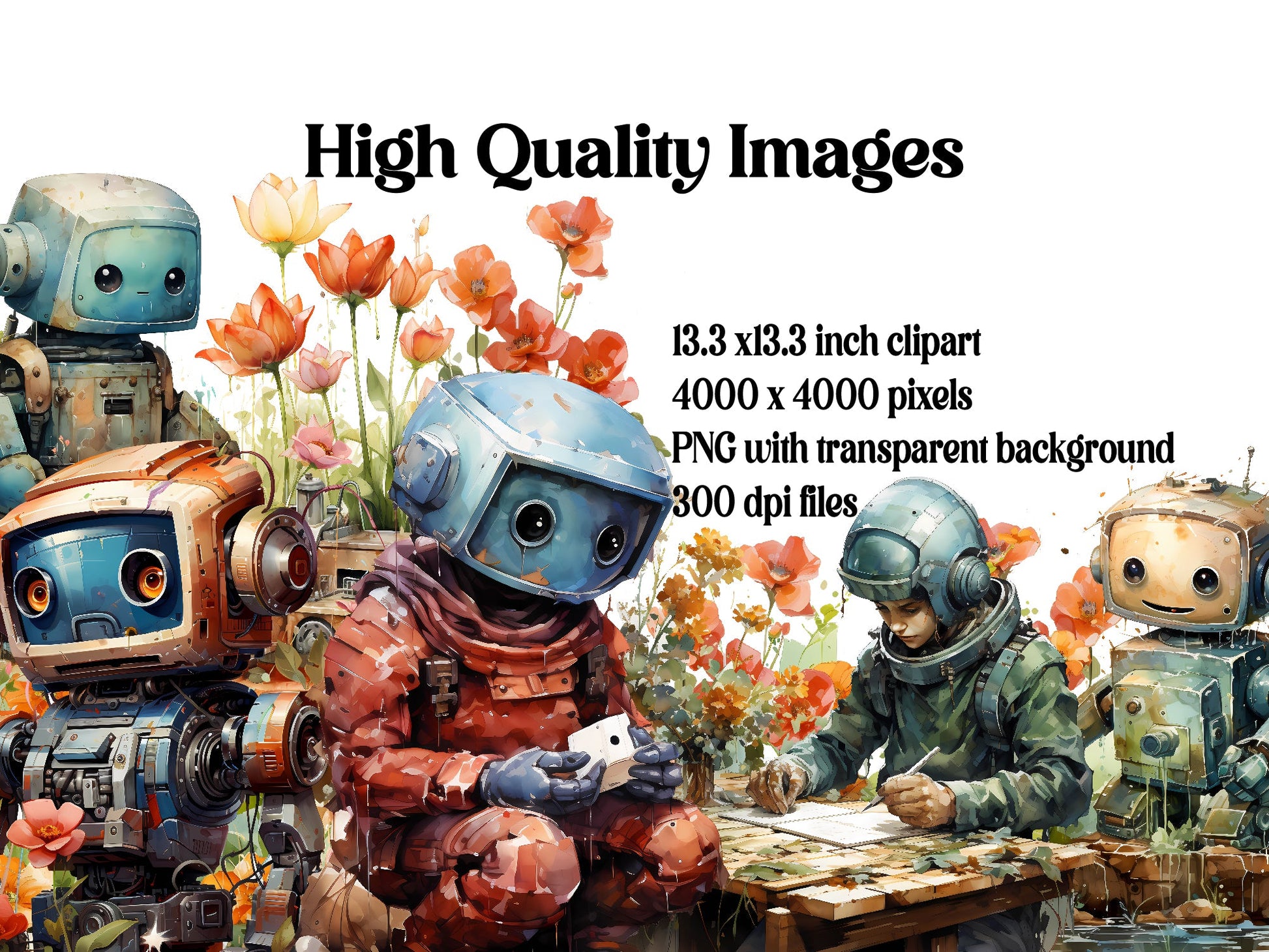 Spring Robots Clipart - CraftNest