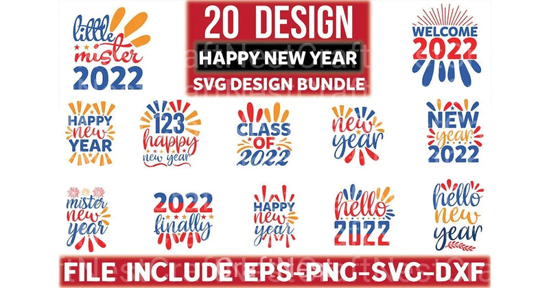 New Year T Shirt 20 Bundle - CraftNest - Digital Crafting and Art