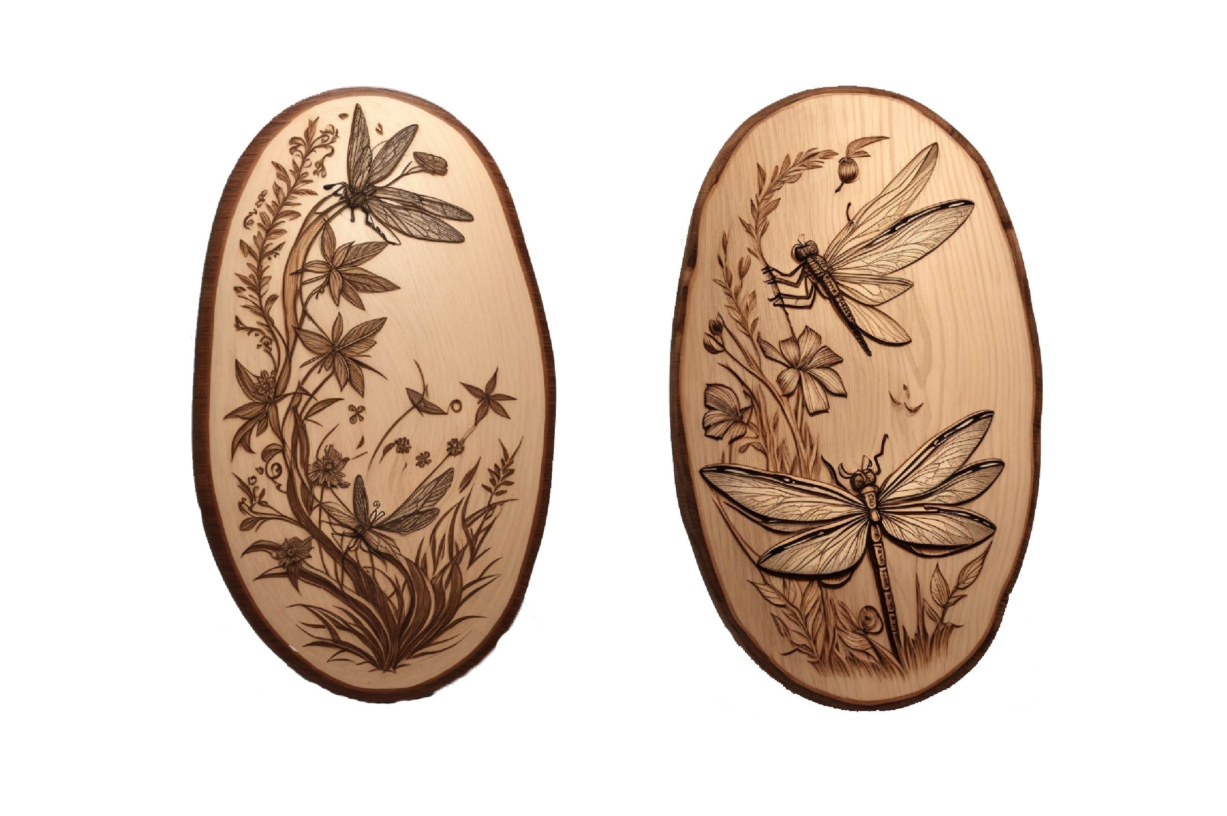 Wood Dragonfly Coasters Clipart Bundle