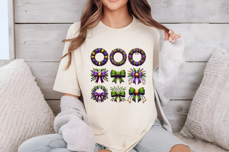Wreath Bow Mardi Gras Clipart Bundle 2 - CraftNest - Digital Crafting and Art