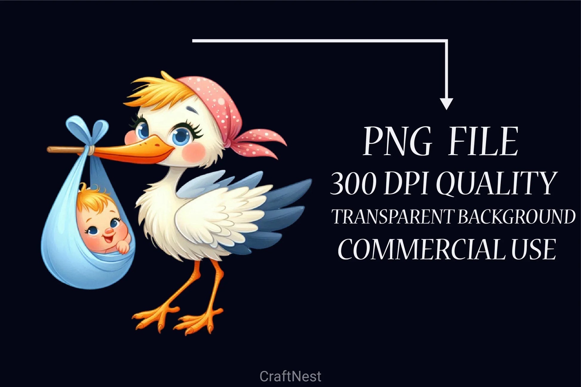 Stork Baby Delivery Clipart Bundle - CraftNest - Digital Crafting and Art